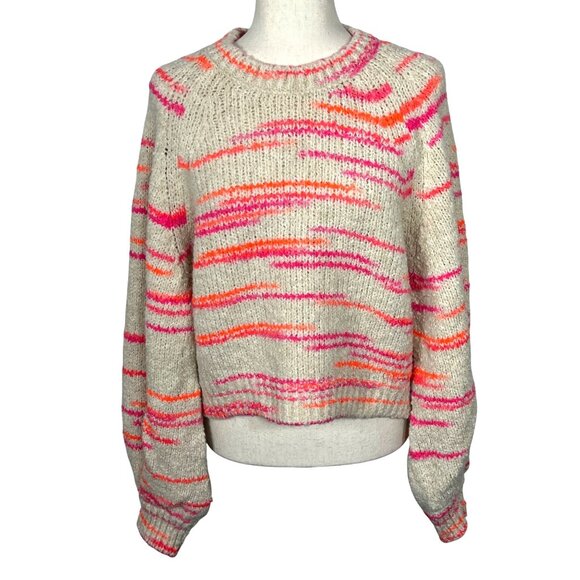 ANTHROPOLOGIE PILCRO Balloon Sleeve Crew Neck Sweater Multicolor Sz S EUC - Picture 1 of 5